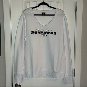 NFL Seattle Seahawks Women's White V-Neck Sweatshirt Size XXL